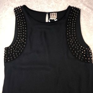 Haute Hippie spiked studded silk leather dress NWT